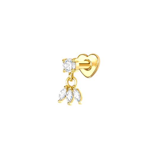 Circle Stone with Dangling Triple Marquise Stud