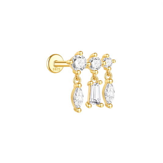 Triple Circles with Dangling Gems Stud