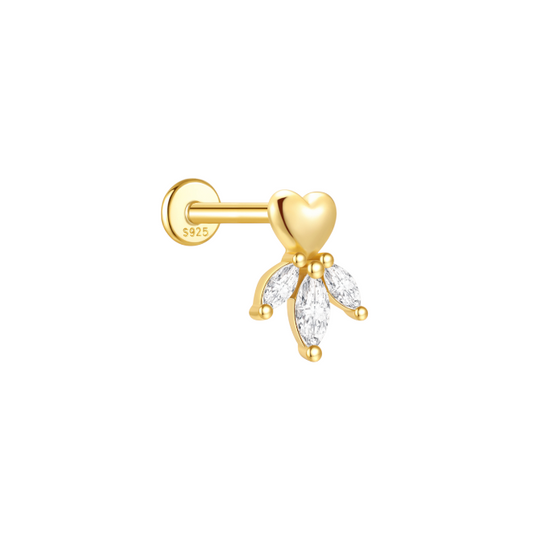 Bold Heart Triple Marquise Stud