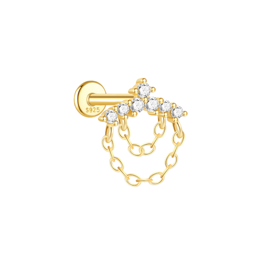 Pavé Curved Bar Chained Stud