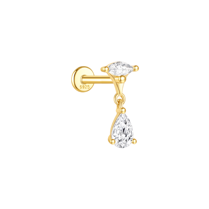Marquise Dangling Pear Stud