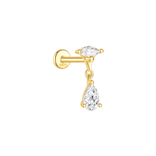 Marquise Dangling Pear Stud