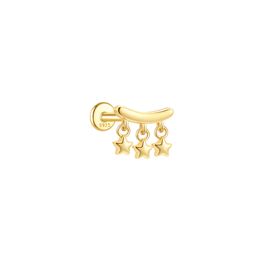 Curved Bar Dangling Mini Stars Stud