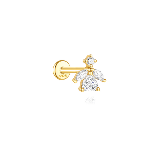 Crystal Heart Double Marquise Circle Stud