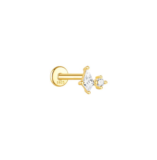 Rhombus Circle Stone Stud