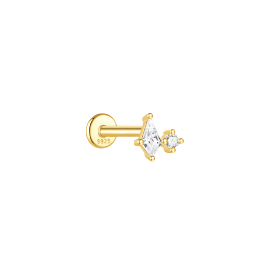Rhombus Circle Stone Stud