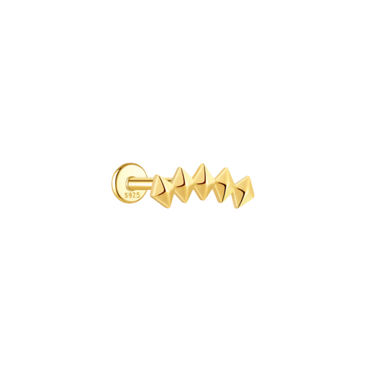 Golden Curved Rhombus Stud