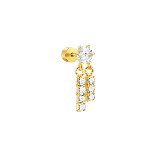 Circle Stone with Dangling Pavé Bars Stud