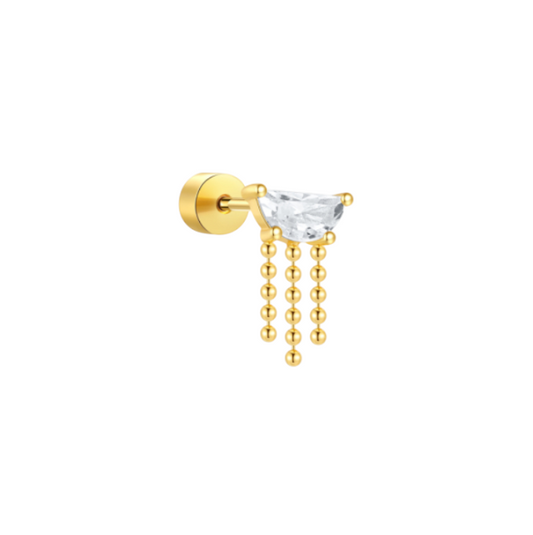 Moon Crystal with Dangling Beads Stud