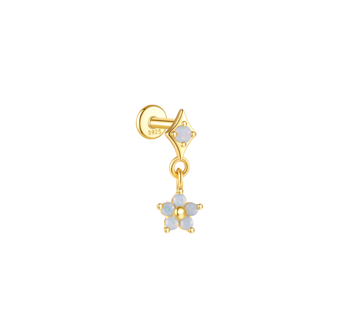 Lavender Rhombus Dangling Flower Stud