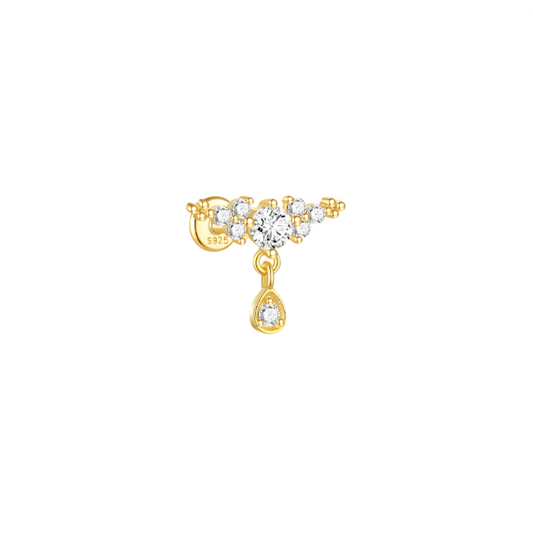 Curved Trinity Dangle Stud