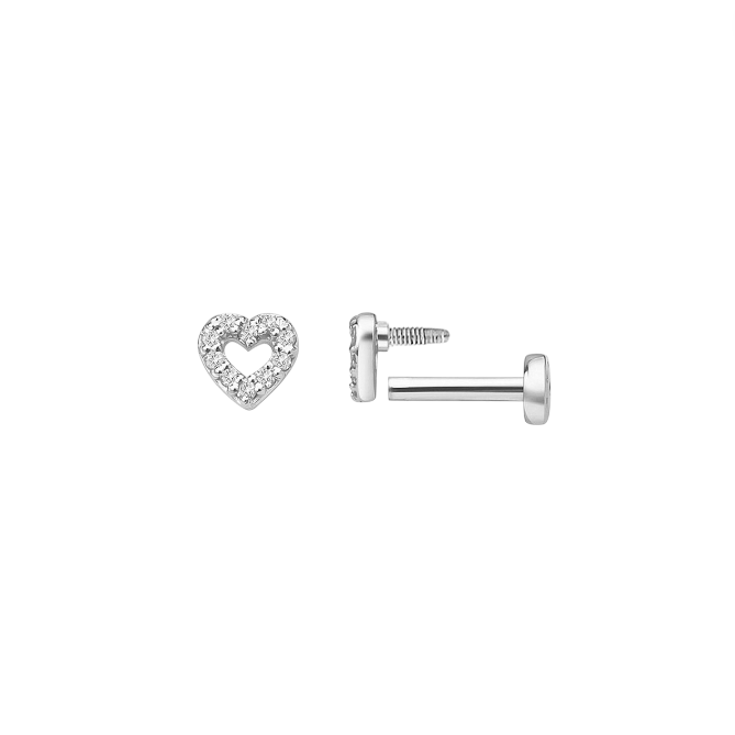 Hollow Pavé Heart Stud