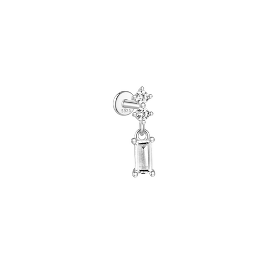 Double Circle Dangling Baguette Stud