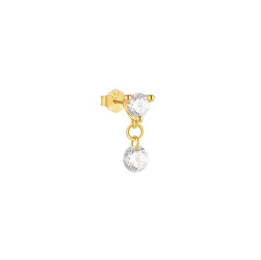Crystal Heart Dangling Circle Stud