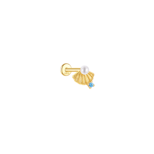 Pearl Seashell Blue Stone Stud