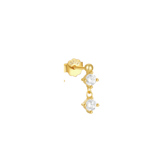 Double Circle Stones Bead Dangle Stud