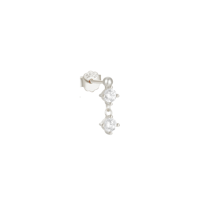 Double Circle Stones Bead Dangle Stud