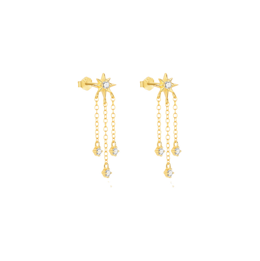 North Star Dangling Circles Chains Tassel Earring