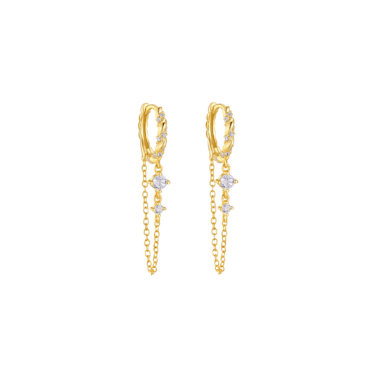 Double Circles Tassel Chained Hoop