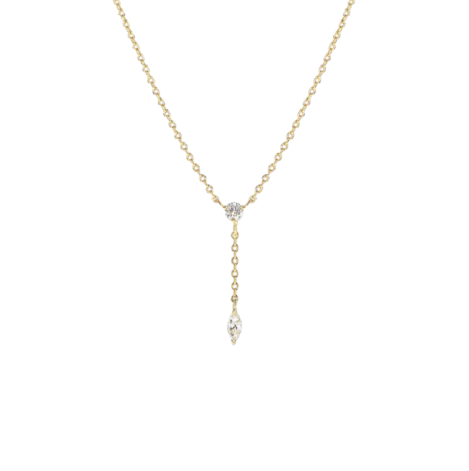 Circle Stone Marquise Lariat Necklace