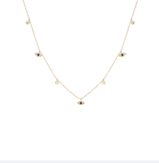 Dangling Evil Eyes & Circles Necklace