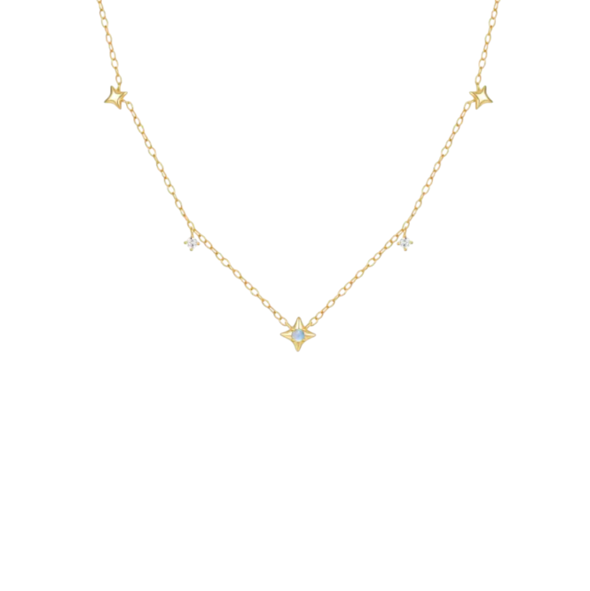 Dangling North Stars Blue Stone Necklace