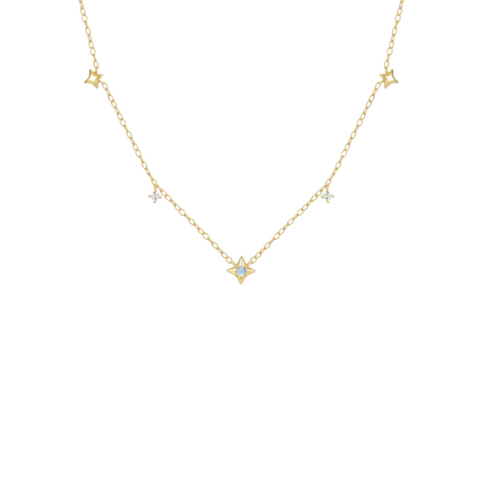 Dangling North Stars Blue Stone Necklace