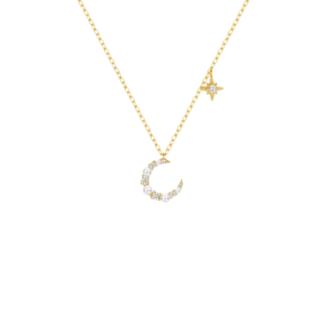 Dangling Moon North Star Necklace