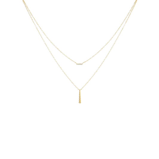 Pavé Bar Bubbly Drops Double Layered Necklace