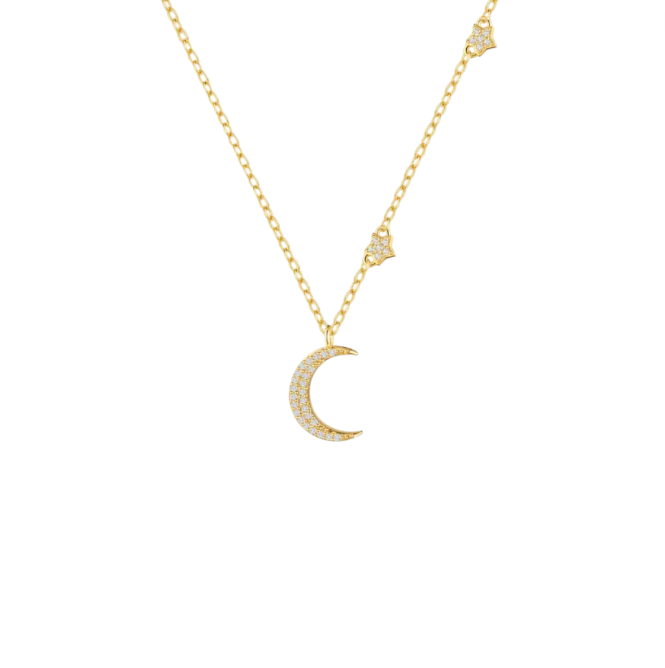 Pavé Moon Charms Necklace