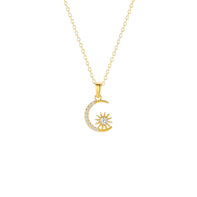 Pavé Moon Sun Necklace