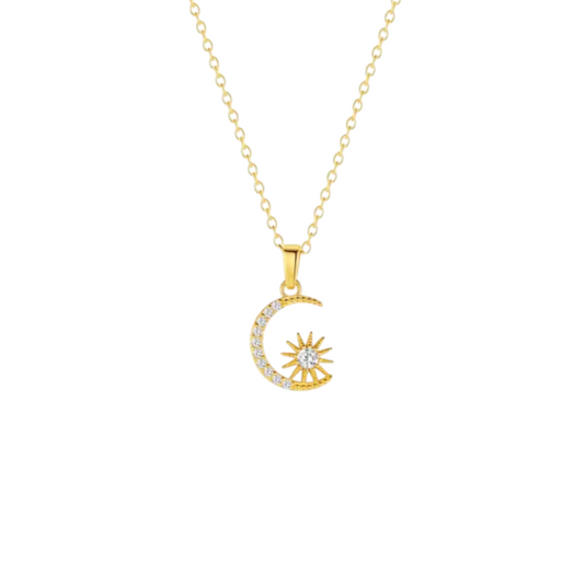 Pavé Moon Sun Necklace