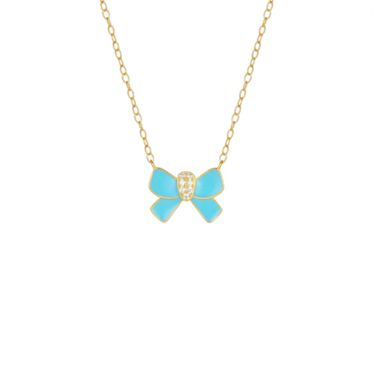Enamel Bow Necklace