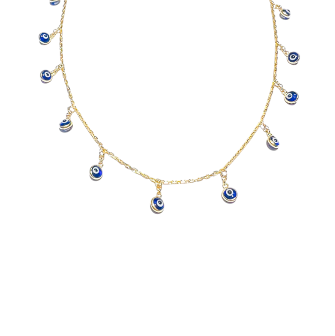 Multi Dangling Evil Eyes Necklace