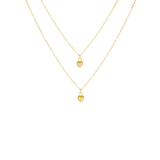 Double Hearts Layered Necklace