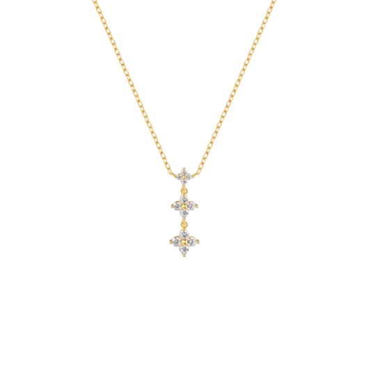 Triple Dangling Four Petals Necklace
