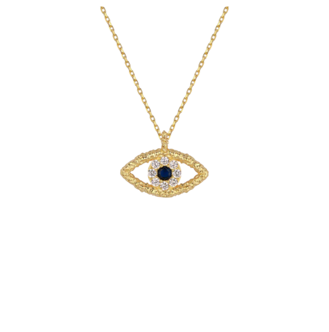 Textured Evil Eye Necklace