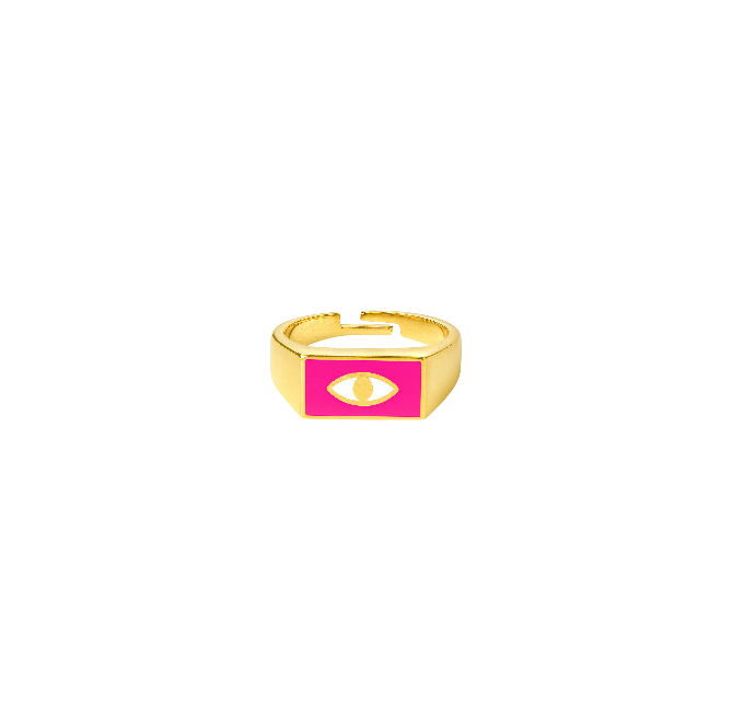 Enamel Eye Rectangle Signet Ring