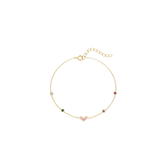 Pink Petals Colorful Stones Bracelet