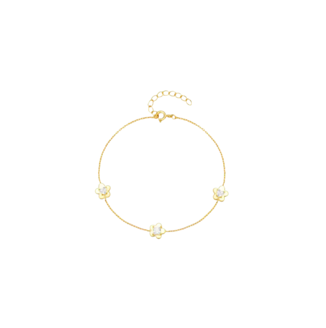 Triple Golden Crystal Flowers Bracelet