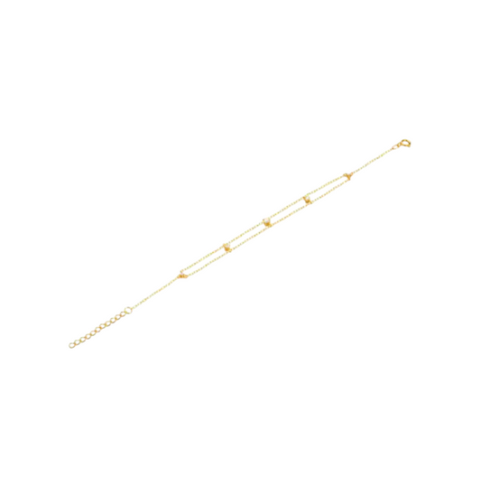 Double Chain Multi Circle Stones Bracelet