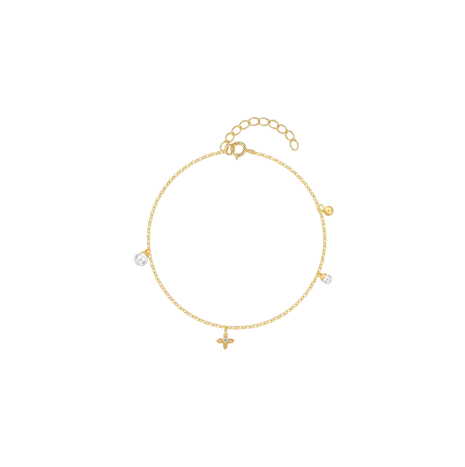 Dangling Flower Pearls Bracelet