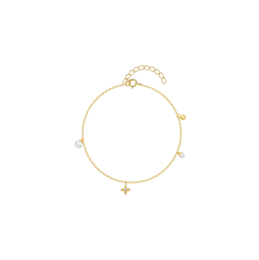 Dangling Flower Pearls Bracelet