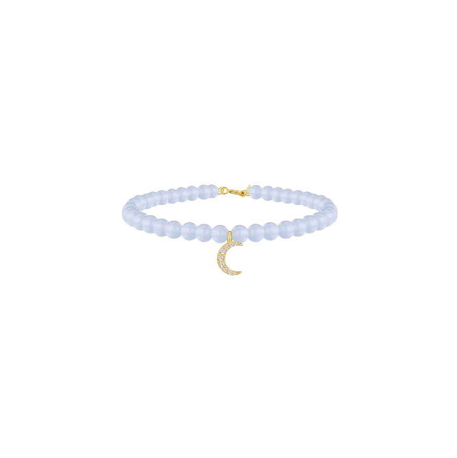 Dangling Pavé Moon Beaded Bracelet