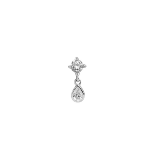Circle Stone with Dangling Pear Stud