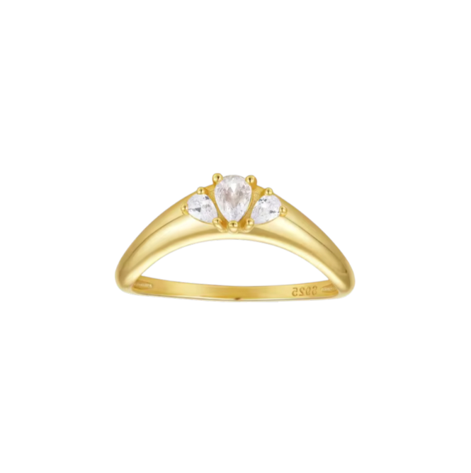 Triple Water Drops Curved Ring