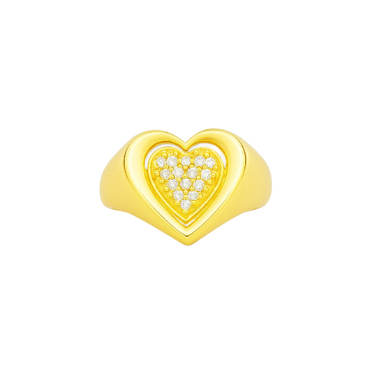 Chunky Pavé Heart Ring