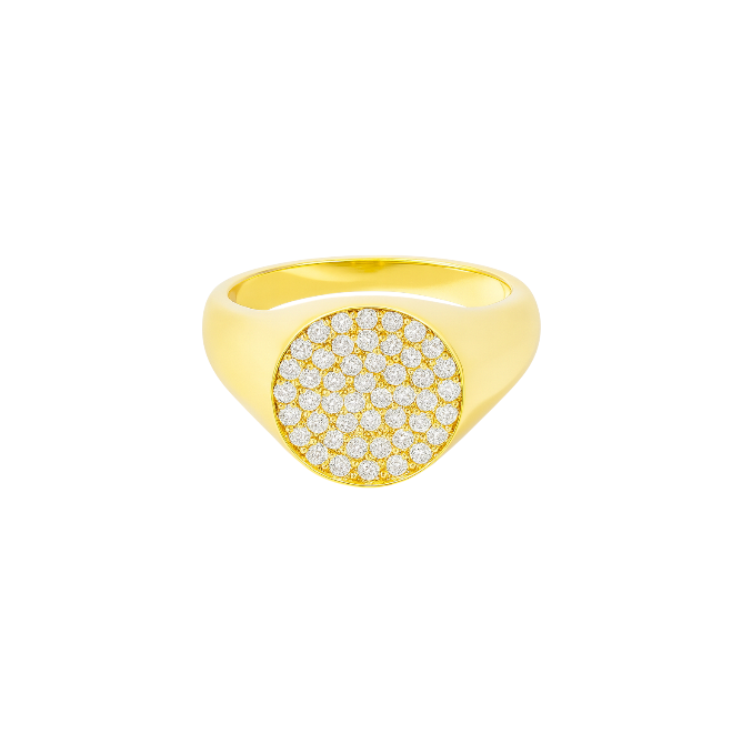 Pave Circle Signet Ring