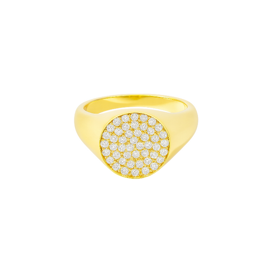 Pave Circle Signet Ring
