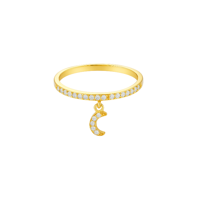Pavé Dangling Moon Ring